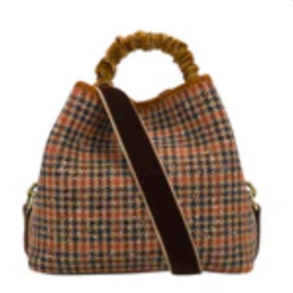 Mirta Via Mail Bag Zermat Class Multicolor Plaid, Velvet Strap
